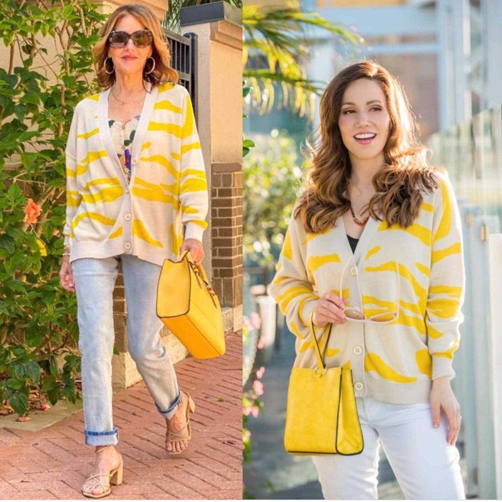 Nwt Cabi #5836 Roar Cardigan Sweater Tiger Stripe